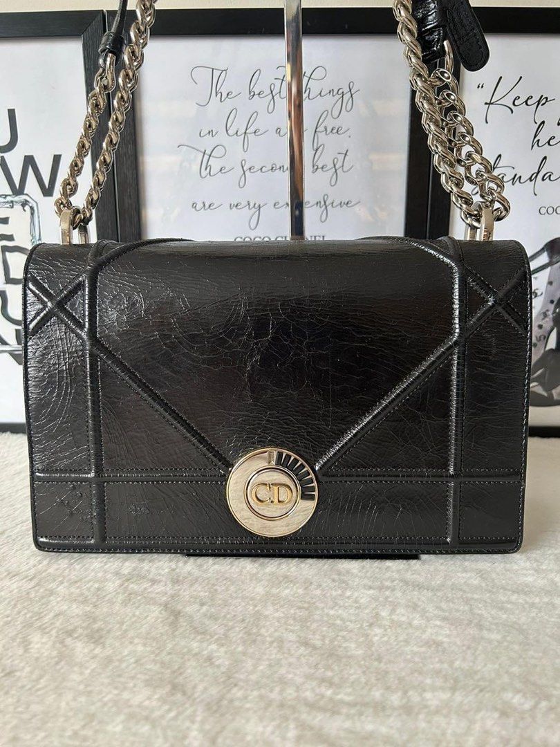 CD Diorama Flap Bag (Category: Luxury Bags & Wallets) located in Manila. Submitted by bagislifeshop (Listing ID 1331385799, Image 1). Description: ☑️Available in Pampanga ✅Condition: 8.3/10 ( one missing crystal) ✅Colour: Black in GHW ✅Material: Shiny calf leather ✅Size: 27.5 X 20 X9CM ✅Inclusion: Replacement dustbag .