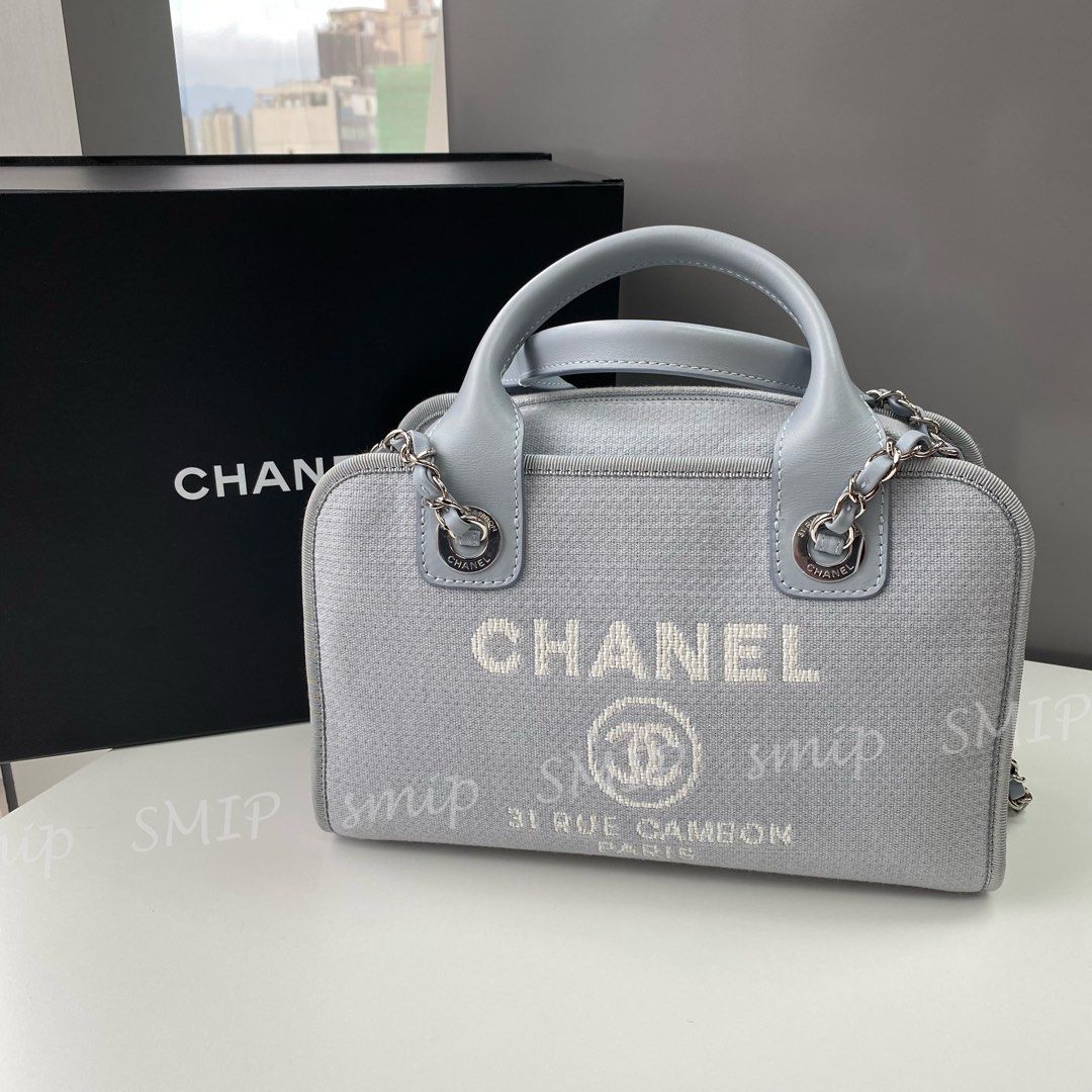 Chanel Deauville Bowling Bag Light Blue Canvas smip 香奈兒, 名牌, 手袋及銀包
