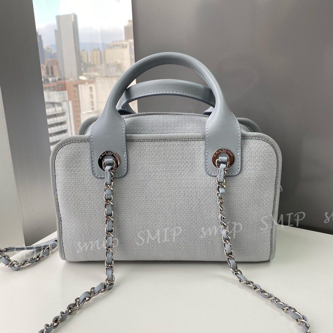 Chanel Deauville Bowling Bag Light Blue Canvas smip 香奈兒, 名牌, 手袋及銀包