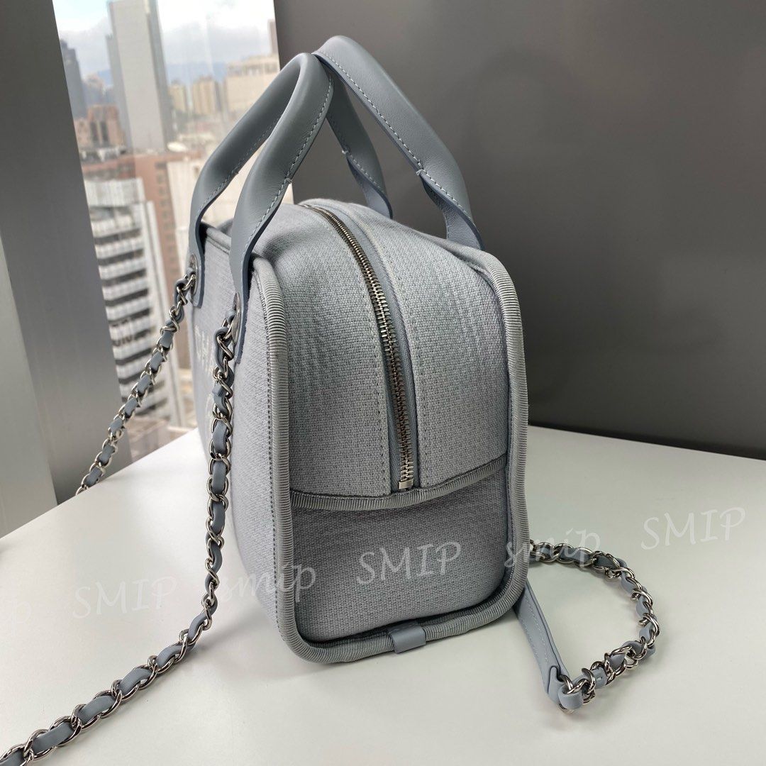 Chanel Deauville Bowling Bag Light Blue Canvas smip 香奈兒, 名牌, 手袋及銀包
