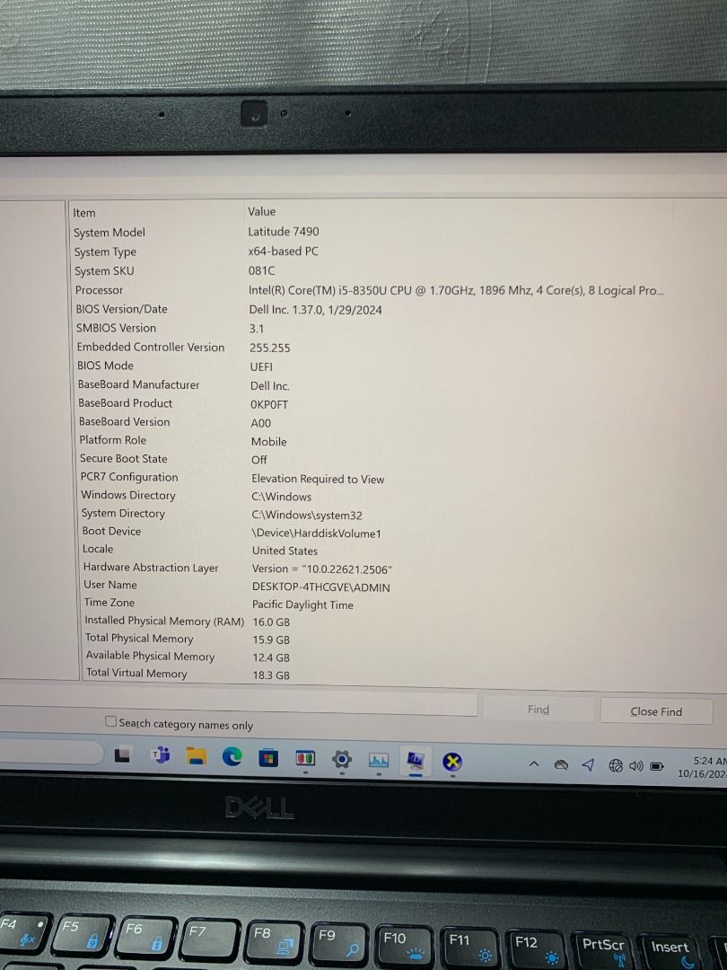 Dell Latitude 7490/i5/8th Gen/16GB RAM/512GB SSD/1Month Replacement