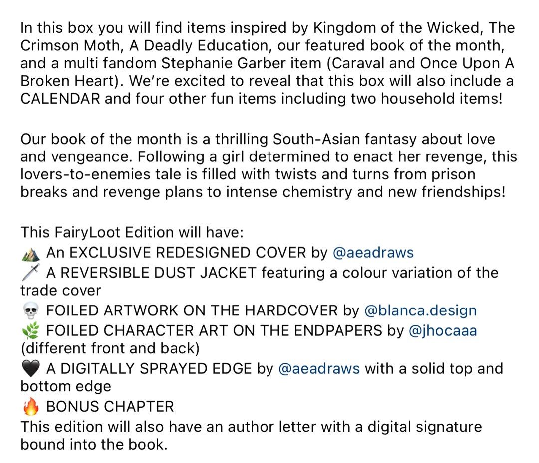 Fairyloot November YA 2024 (FULL BOX) (Category: Storybooks) located in Tarlac. Submitted by BookCornerCafe (Listing ID 1331383399, Image 2). Description: 🧚Preorder 🧚‍♂️Sea Cargo (may take 3-4months) 🧚‍♂️ Open for Air Cargo 🧚‍♂️50% DP and 50% upon arrival to PH. PM me for any questions. .