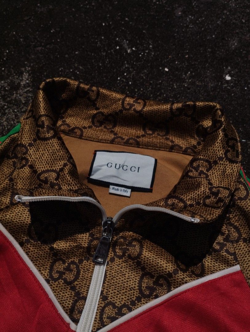 Gucci GG Supreme chevron track Jacket and Pants Men s Fashion Activewear on Carousell