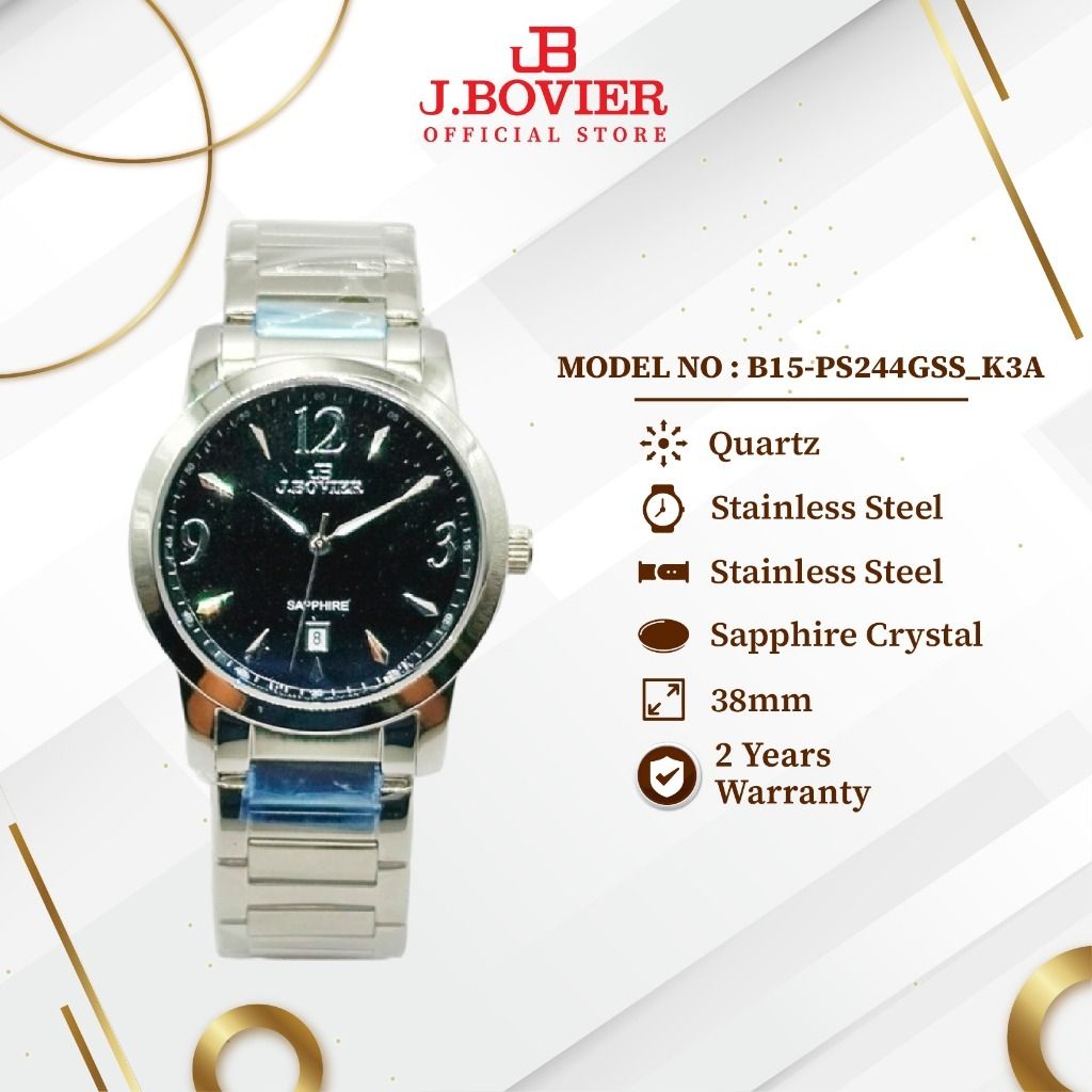 J.Bovier Quartz Men Watch Jam Tangan Lelaki B15 PS244GSS K3A Men s Fashion Watches Accessories Watches on Carousell