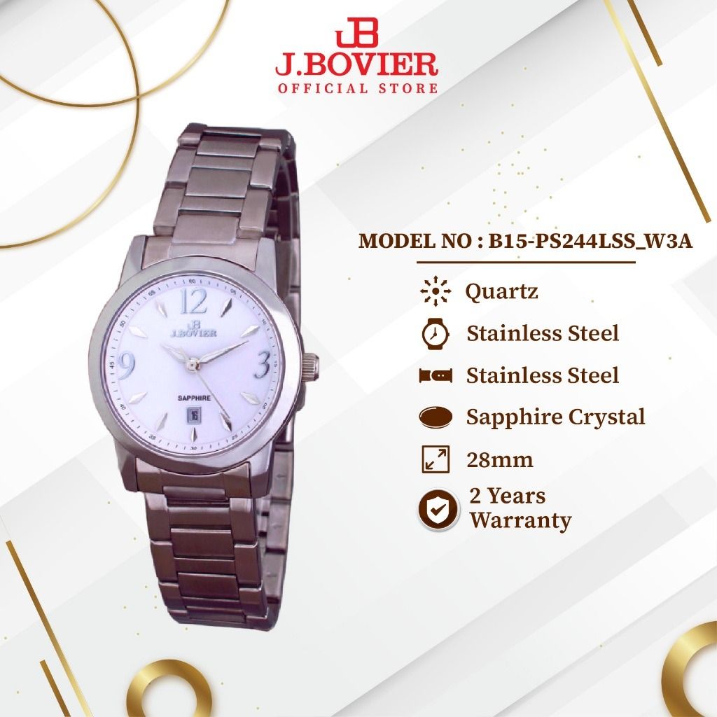 J.Bovier Quartz Women Watch Jam Tangan Perempuan B15 PS244LSS W3A