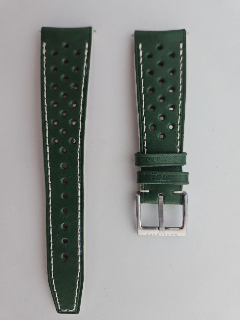 Monstraps Green Leather 21mm strap, Luxury, Watches on Carousell