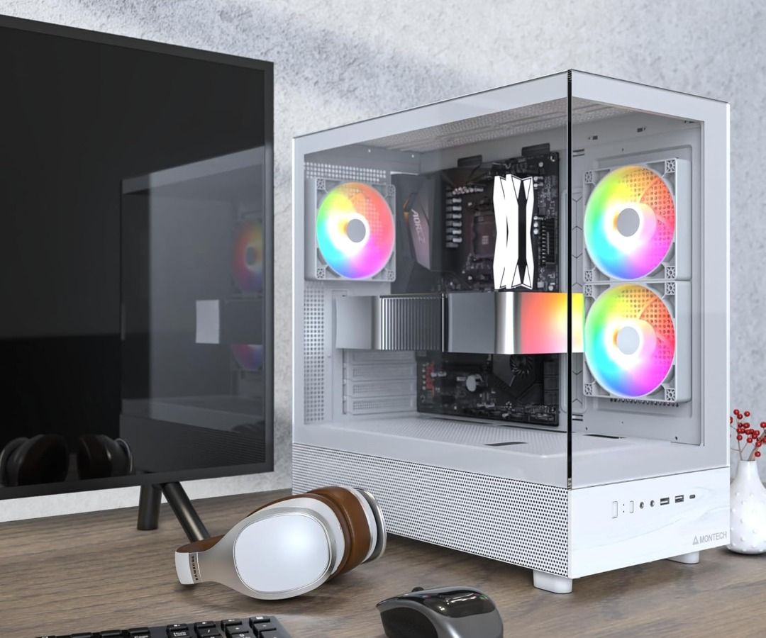 MONTECH XR, ATX Mid-Tower PC Gaming Case, 3 x 120mm ARGB PWM Fans Pre ...