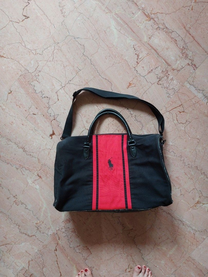 Polo Ralph Lauren Black Red Duffle Bag Men s Fashion Bags Sling Bags on Carousell