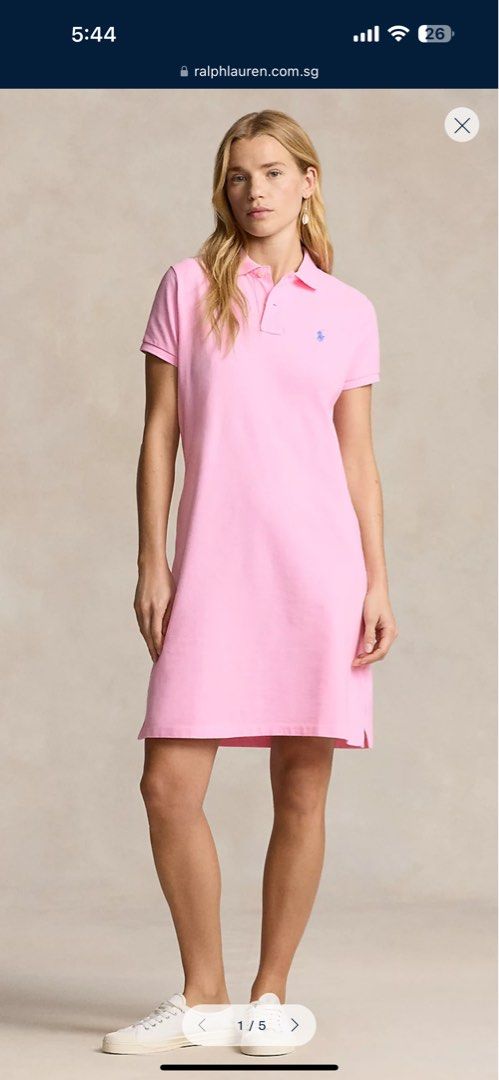 Polo Ralph Lauren The Mesh Mini Polo Dress Pink M, Women's Fashion