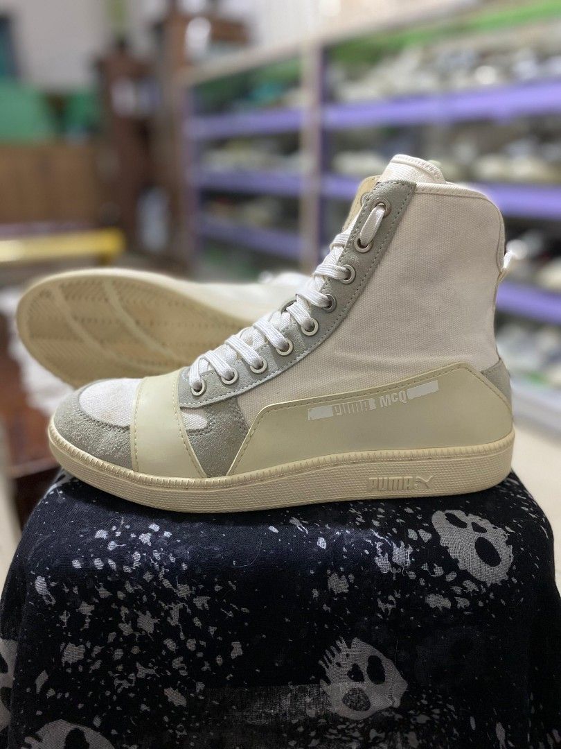 Puma McQ serve mens white canvas mix suede