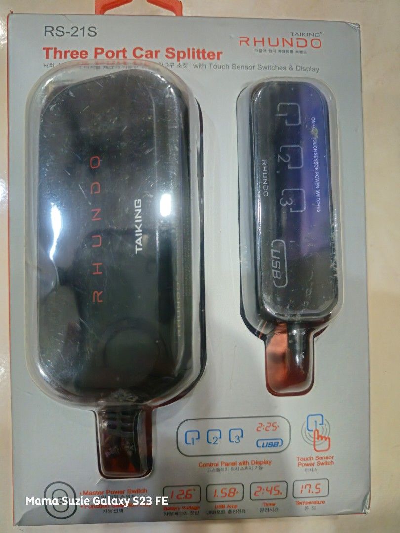 Rhundo power socket (Category: Electrical, Adaptors & Sockets) located in Ayer Keroh. Submitted by gsr5757 (Listing ID 1331334567, Image 1). Description: Rhundo cigarrete port power socket Model ni siap ada suis jenis touch display nak jual pasal dah tak pakai. Best model ni sbb siap ada suis on/off harga rm100 bole nego ckit lg 😄 jika nak cod di Bukit Beruang, Ayer Keroh klau berkenan pm ya..😄.