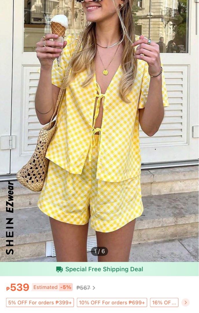 Shein Plaid Coords (Category: Sets or Coordinates) located in Manila. Submitted by dsposable (Listing ID 1331397179, Image 1). Description: Doubled the order.