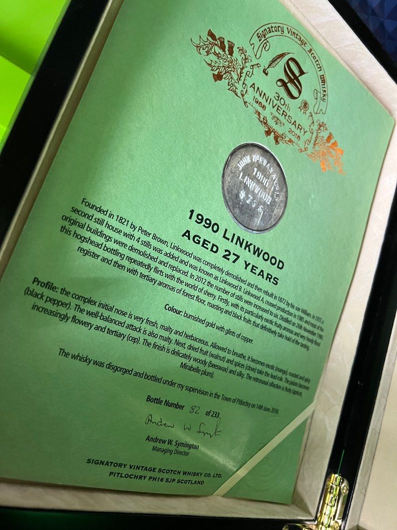 LINKWOOD 1990 27年熟成 30周年記念 Linkwood 1990 SV - Ratings and reviews - Whiskybase