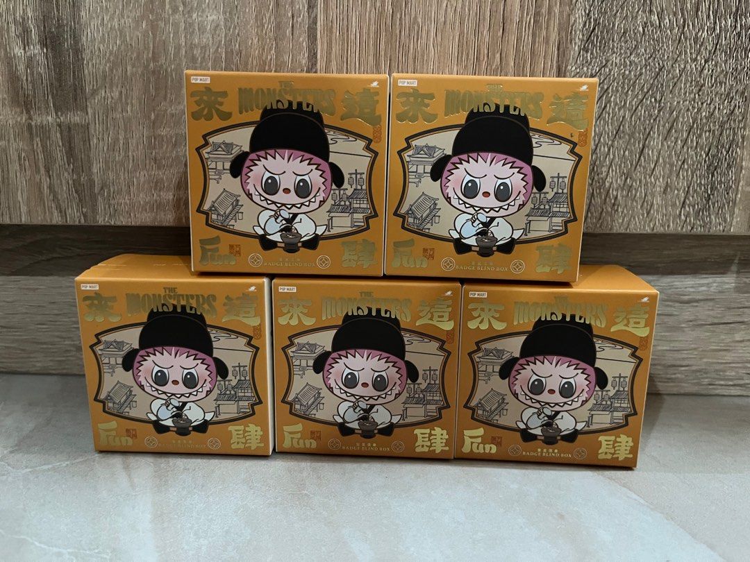 The Monster Labubu Badge Blind Box (sealed) (Category: Designer & Blind Box Toys) located in San Pablo. Submitted by roseperez (Listing ID 1331397142, Image 1). Description: Labubu badge Sealed/ Blind box From Pop Mart Flagship store 5pcs available .