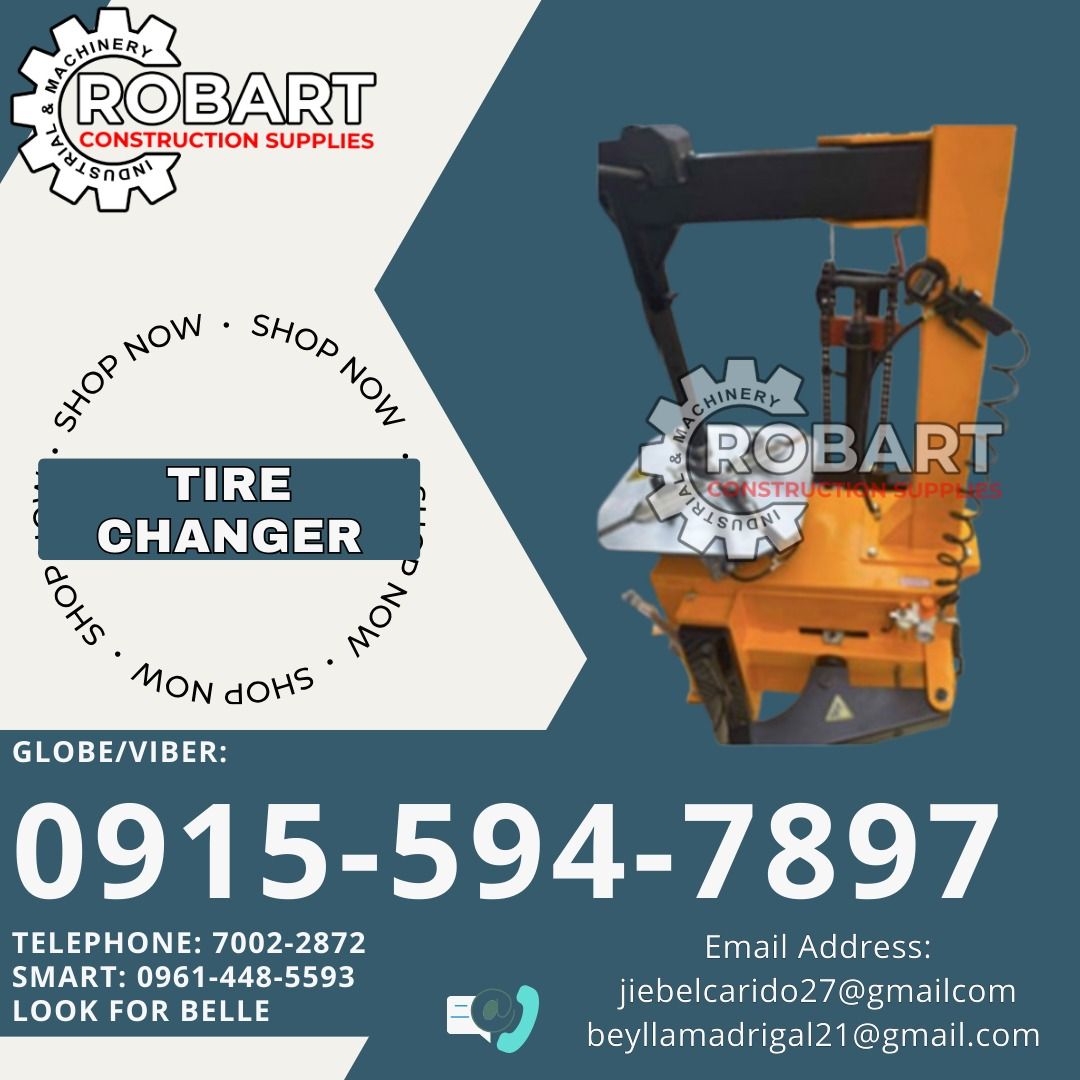 Tire Changer (Category: Construction Tools & Equipment) located in Manila. Submitted by bellarobart (Listing ID 1331245707, Image 1). Description: Tire Changer Brand: Titan 𝑹𝑶𝑩𝑨𝑹𝑻 𝑪𝑶𝑵𝑺𝑻𝑹𝑼𝑪𝑻𝑰𝑶𝑵 𝑺𝑼𝑷𝑷𝑳𝑰𝑬𝑺 Office Address: 1405 Yuseco St. Sta Cruz Manila SEND US MESSAGE FOR INQUIRIES ‼️ ‼️ Glb/Vibr: 0915-594-7897 Smrt: 0961-448-5593 Landline: (7746-6248 / 7002-2872) 𝓛𝓞𝓞𝓚 𝓕𝓞𝓡 𝓑𝓔𝓛𝓛𝓔 🔵 100% Trusted Supplier 🔵 Compe