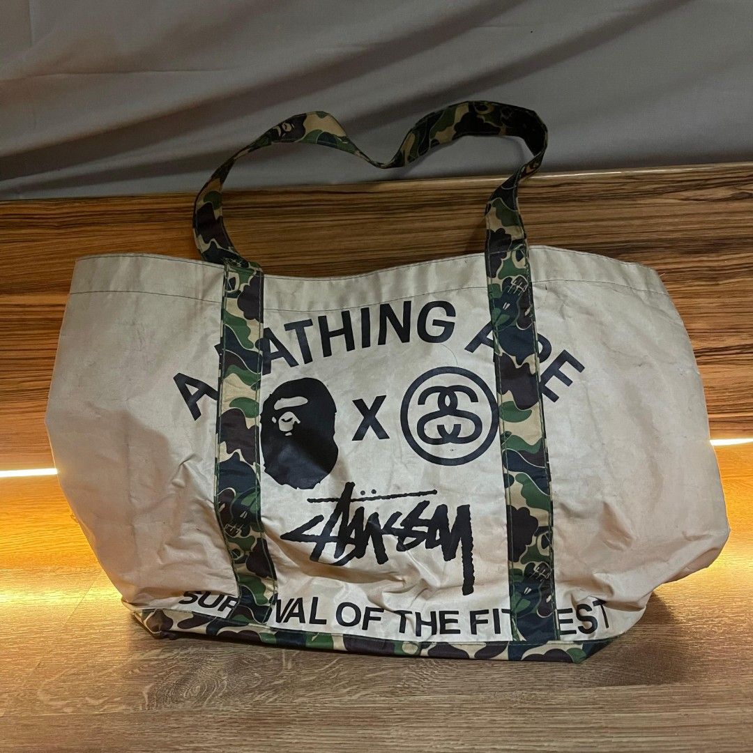 Totebag BAPE X STUSSY Camo ORIGINAL RARE Fesyen Pria Tas Dompet Lainnya di Carousell