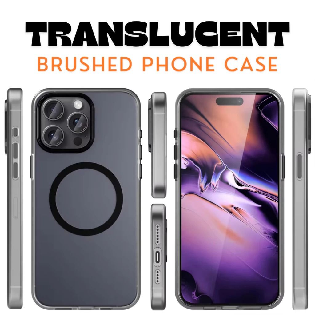Translucent Brushed Phone Case for iPhone 15 Pro Max, iPhone 14 Pro Max