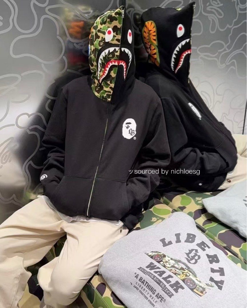 BAPE X LIBERTY WALK S15 SHARK FULL ZIP HOODIE, Men's Fashion BAPE X LIBERTY WALK S15 SHARK FULL ZIP HOODIE, Men's Fashion