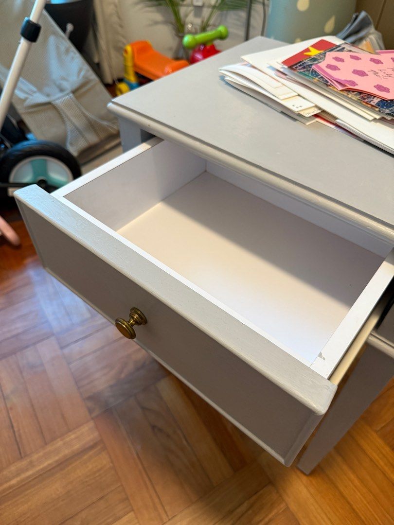 Bedside table (Category: Tables & Sets) located in Singapore. Submitted by dmg__ (Listing ID 1331483302, Image 2). Description: Vintage bedside table Parisian Grey In great condition Draw works perfectly A nice addition to your home.