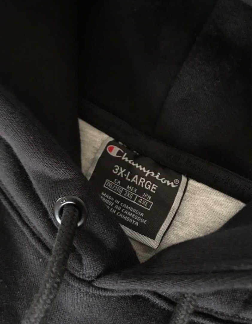 Black Champion Hoodie (Category: Coats, Jackets and Outerwear) located in Pasay City. Submitted by psyche__ (Listing ID 1329065080, Image 3). Description: Size 3XL Authentic and Rare!.