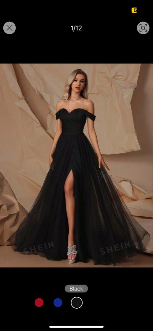 shein black formal dresses Sexy Sparkly Silver Spaghetti Strap V-neck Side-slit Midi Mermaid Prom –  SposaBridal main image 1