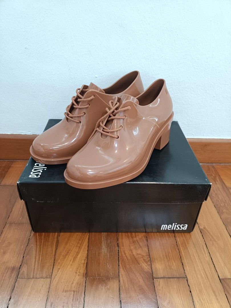 BNIB 🤎 Melissa Dubrovka Ad Brown Preppy Jelly Heels Wedges Shoes