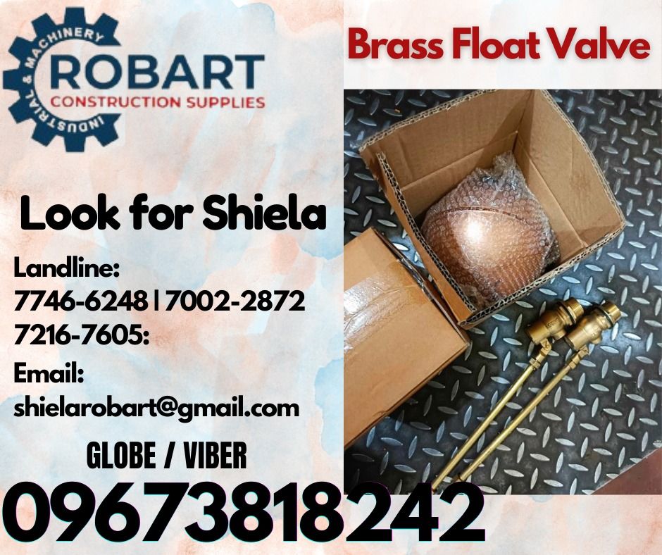 Brass Float Valve (Category: Construction Tools & Equipment) located in Caloocan City. Submitted by shielaroba44709 (Listing ID 1331476315, Image 1). Description: Brass Float Valve Size: 1" 𝑹𝑶𝑩𝑨𝑹𝑻 𝑪𝑶𝑵𝑺𝑻𝑹𝑼𝑪𝑻𝑰𝑶𝑵 𝑺𝑼𝑷𝑷𝑳𝑰𝑬𝑺 Office Address: 1405 Yuseco St. Sta Cruz Manila SEND US MESSAGE FOR INQUIRIES ‼️ ‼️ Call: 09673818242 / 09662708845 Vibr - (09673818242) Landline: (𝟩𝟩𝟦𝟨-𝟨𝟤𝟦𝟪) / (𝟩𝟢𝟢𝟤-𝟤𝟪𝟩𝟤) / (𝟩𝟤𝟣𝟨-𝟩𝟨