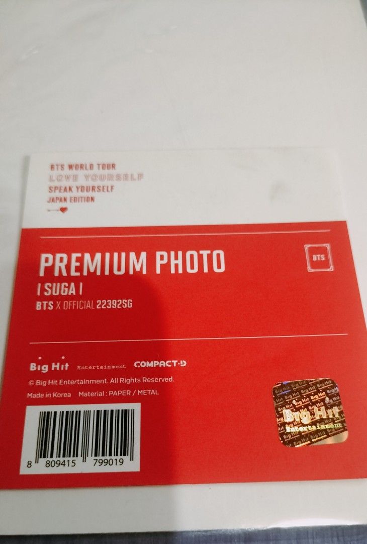 BTS SUGA SPEAK YOURSELF PREMIUM PHOTO (Category: K-Wave Merchandise) located in Quezon City. Submitted by rich2545 (Listing ID 1331520951, Image 2). Description: .