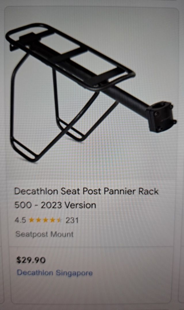 Decatholon Seat Post Pannier Rack Sports Equipment Bicycles Parts Bicycles on Carousell
