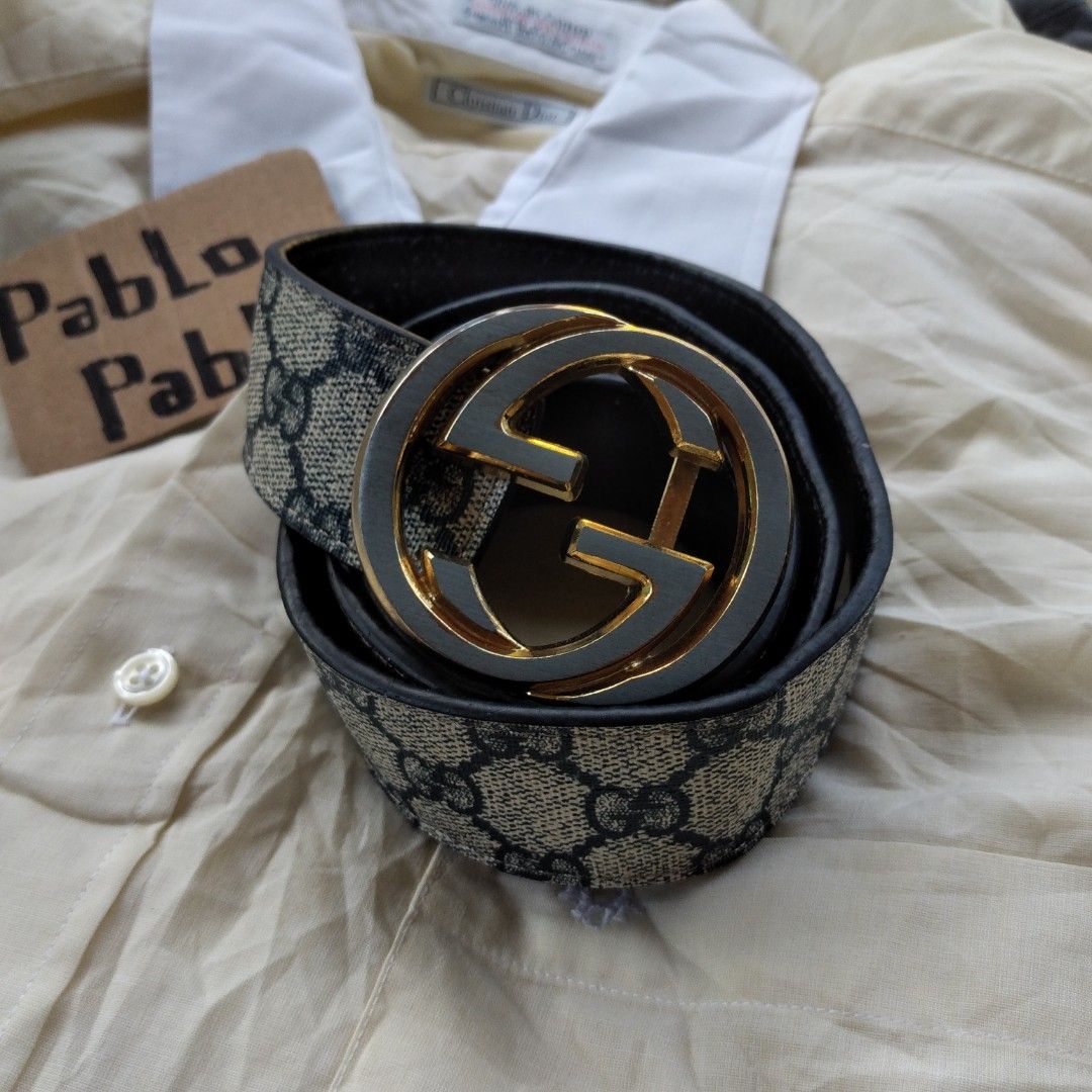 Gucci blue monogram belt top