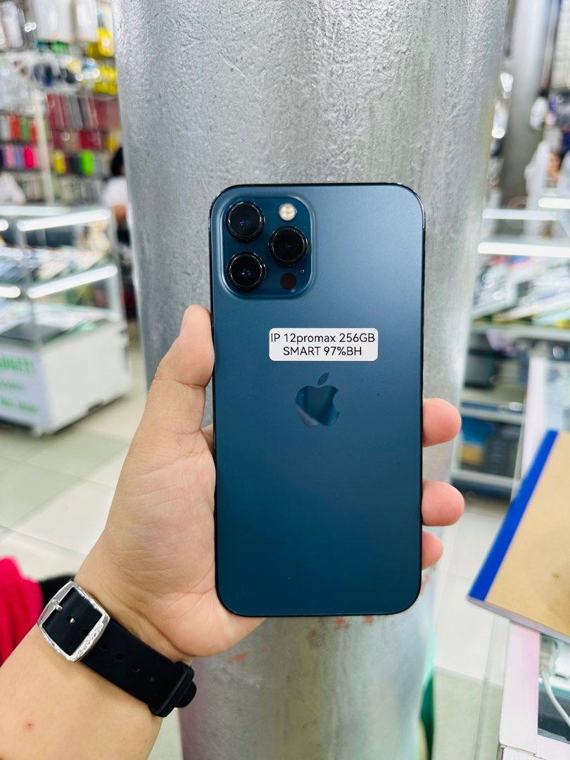 Iphone 12 Pro Max 256gb 97% batt Smartlocked NTC (Category: iPhone 12 Series) located in San Juan City. Submitted by javedsgadgetshop (Listing ID 1331538448, Image 1). Description: OPEN FOR INSTALLMENT VIA CREDIT CARD/GGIVES/SPAY/BILLEASE & SWAP/TRADE-IN! BUY AND SELL! Quick Specs : Iphone 12promax •256gb •NTC Variant •97% batt health •Smartlocked •95% Smoothness •No hidden issue | No Repaired •100% Authentic | Not Refurbished •w/ OEM Charger & s