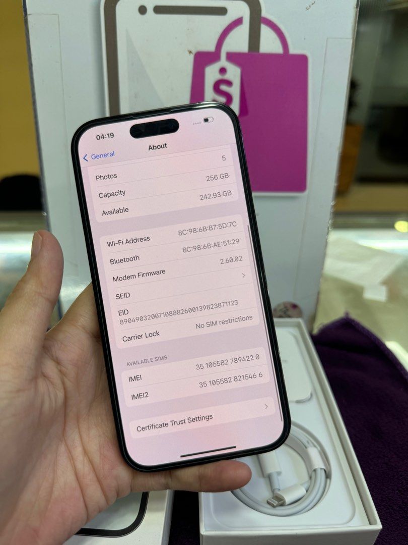 iphone 14 pro 256gb 2ndhand (Category: iPhone 14 Series) located in Cainta. Submitted by vine_gadget_shop (Listing ID 1331539102, Image 3). Description: iphone 14 pro 256gb 2ndhand ntc variant factory unlock with box and cord replaced pick up store greenhills shopping center we accept trade in we accepy credit card and ggives installment we do cod and door to door we ship nationwide for fast transaction call 09277368323 look for vine visit my fb 