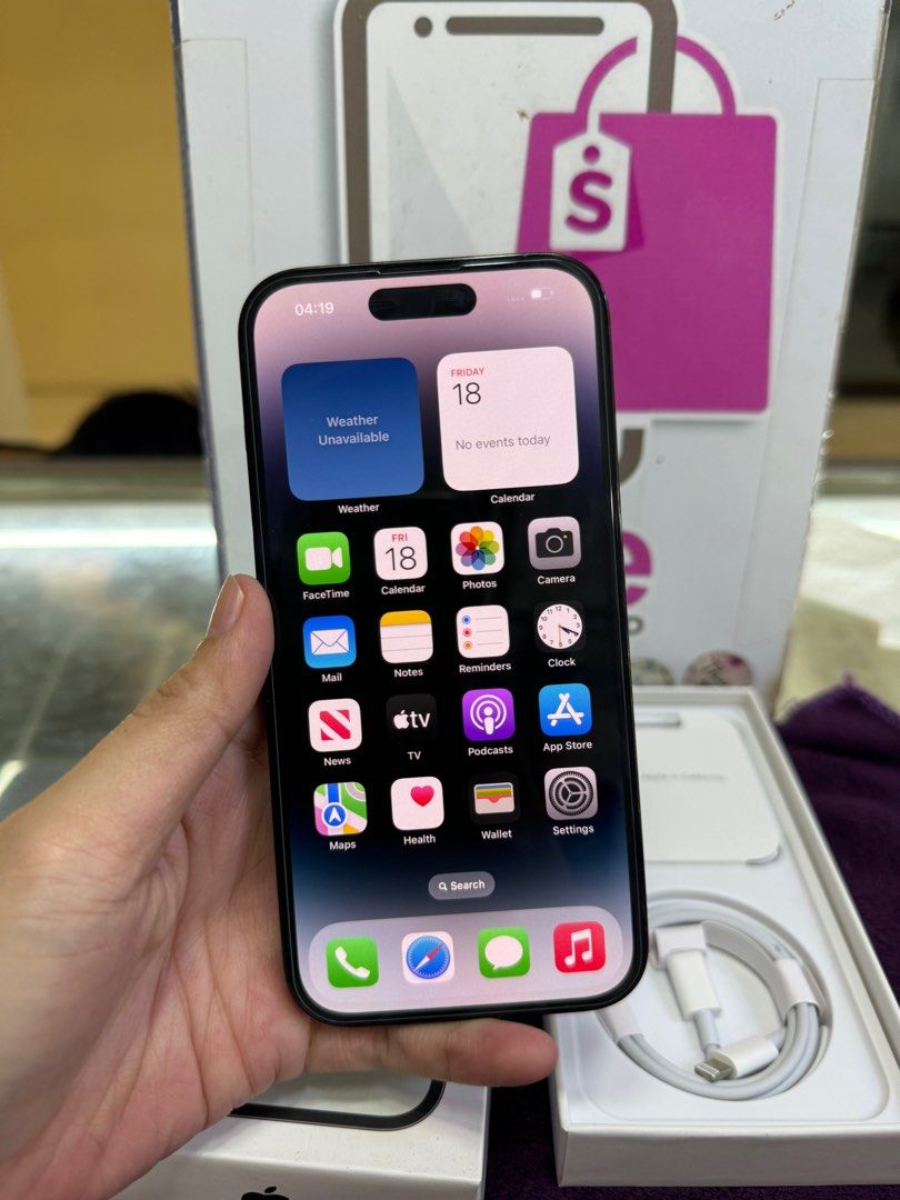 iphone 14 pro 256gb 2ndhand (Category: iPhone 14 Series) located in Cainta. Submitted by vine_gadget_shop (Listing ID 1331539102, Image 1). Description: iphone 14 pro 256gb 2ndhand ntc variant factory unlock with box and cord replaced pick up store greenhills shopping center we accept trade in we accepy credit card and ggives installment we do cod and door to door we ship nationwide for fast transaction call 09277368323 look for vine visit my fb 