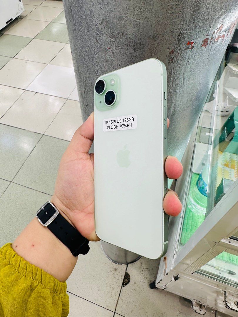 Iphone 15 Plus 128gb 97% batt Globelocked NTC (Category: iPhone 15 Series) located in San Juan City. Submitted by javedsgadgetshop (Listing ID 1331537121, Image 2). Description: OPEN FOR INSTALLMENT VIA CREDIT CARD/GGIVES/SPAY/BILLEASE & SWAP/TRADE-IN! BUY AND SELL! Quick Specs : Iphone 15+ •128gb •NTC Variant •97% batt health •Globelocked •95% Smoothness •No hidden issue | No Repaired •100% Authentic | Not Refurbished •w/ OEM Charger & store war