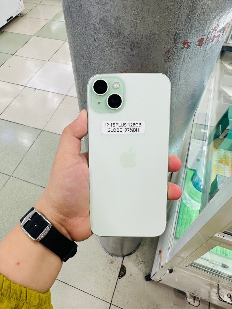 Iphone 15 Plus 128gb 97% batt Globelocked NTC (Category: iPhone 15 Series) located in San Juan City. Submitted by javedsgadgetshop (Listing ID 1331537121, Image 1). Description: OPEN FOR INSTALLMENT VIA CREDIT CARD/GGIVES/SPAY/BILLEASE & SWAP/TRADE-IN! BUY AND SELL! Quick Specs : Iphone 15+ •128gb •NTC Variant •97% batt health •Globelocked •95% Smoothness •No hidden issue | No Repaired •100% Authentic | Not Refurbished •w/ OEM Charger & store war