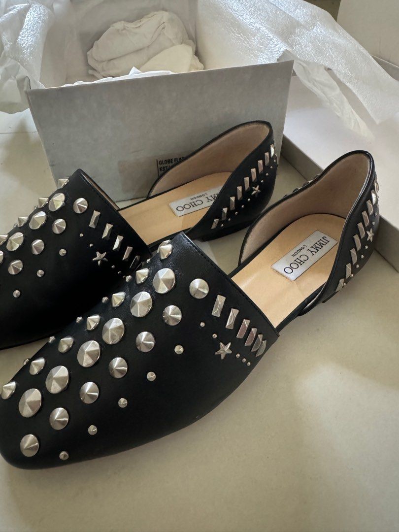 Jimmy Choo Globe Flat black studs Loafers Carousell