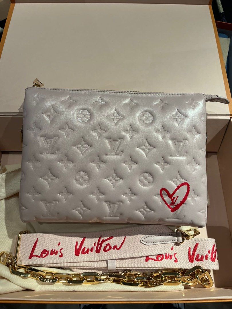 Louis Vuitton Limited Edition Coussin PM (Category: Luxury Bags & Wallets) located in Pasig City. Submitted by donmsamson (Listing ID 1331463326, Image 1). Description: Louis Vuitton’s Limited Edition - Coussin PM in Dragée Light Pink, Puffy Lambskin Leather, released in July 2021 as part of the China Exclusive “Fall In Love” Collection. The Louis Vuitton Style Number is M58739 and originally retailed for HK$32,000. The bag features red microfibe