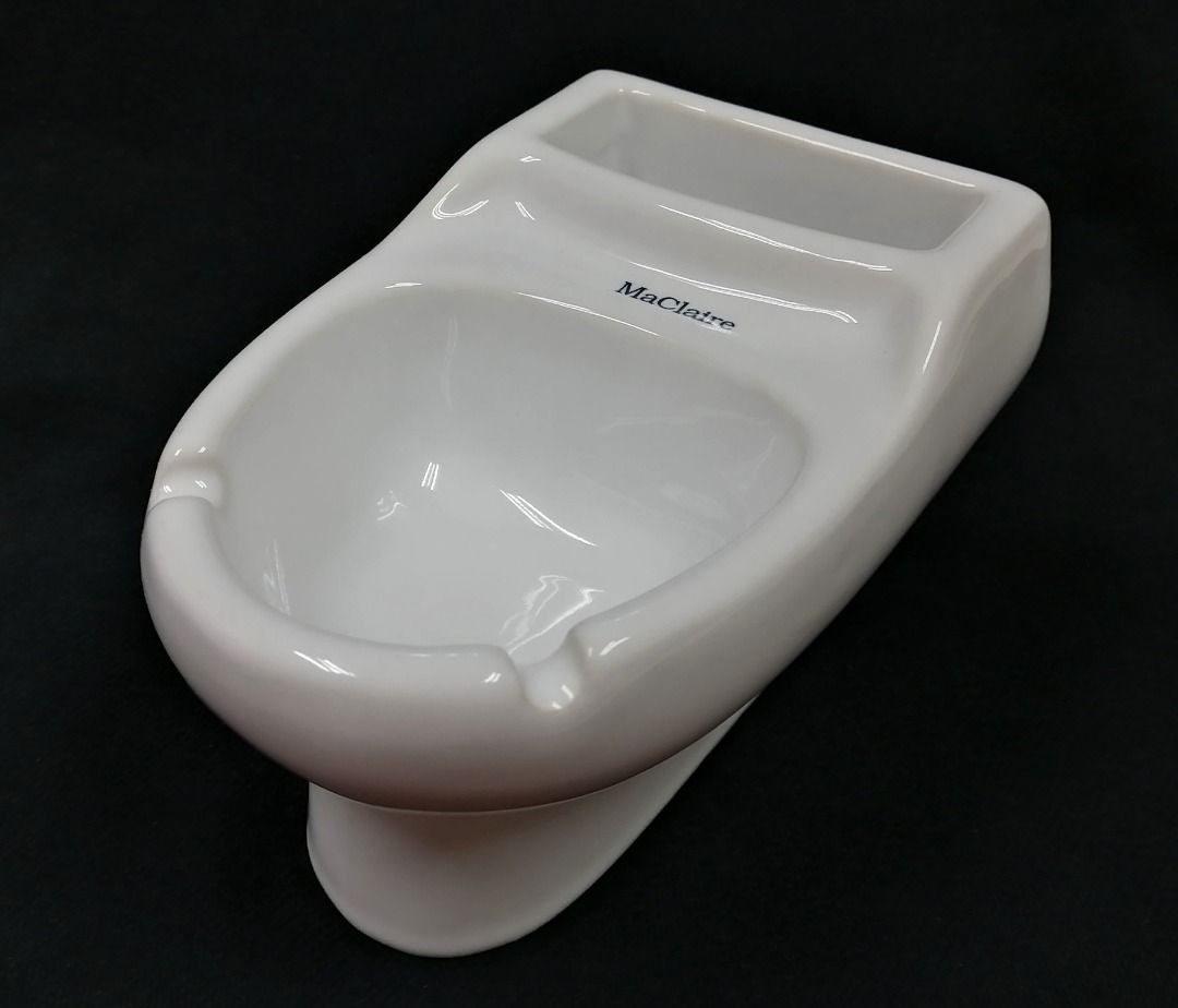 🚽🚭 MaClaire White Toilet Bowl Novelty Porcelain Cigarette Ashtray