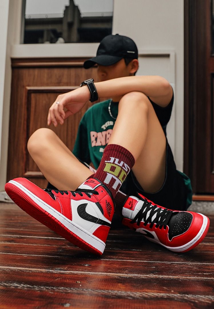 Nike Air Force 1 AF1 AJ Size 36 47 aj1 Men s High Top Black Red Toe Red Chicago Air Force One Year of the Dragon Shoes Men s Fashion Footwear Sneakers on Carousell