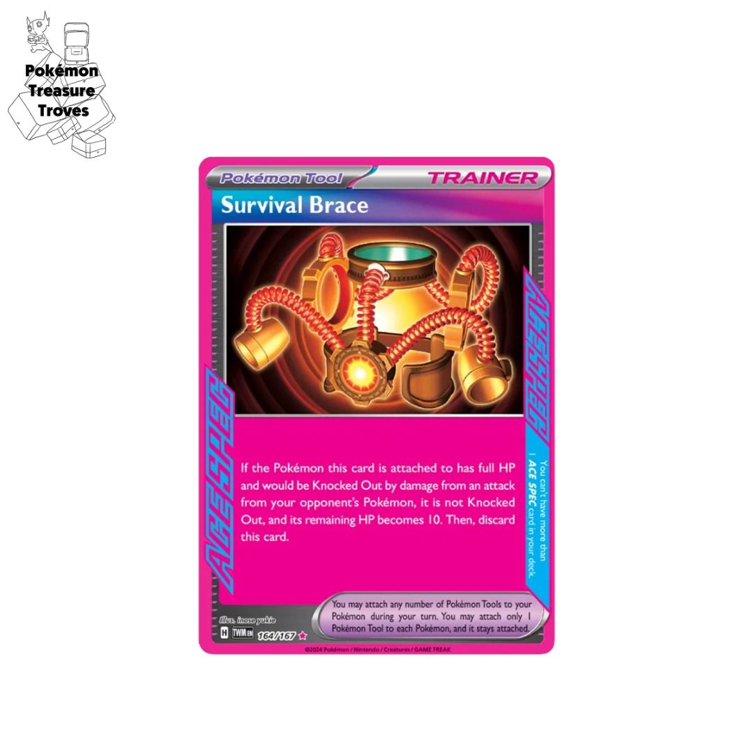 survival brace pokemon card price Survival Brace 164/167 Ace Spec Trainer Pokemon Twilight Masquerade NM Holo