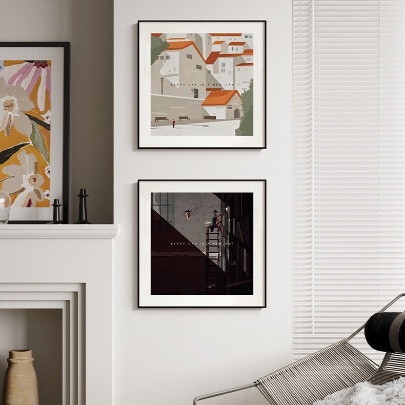 👩🏻‍🎨Red Building Art Spray Paint Art Spray Painting Wall Art with Hand