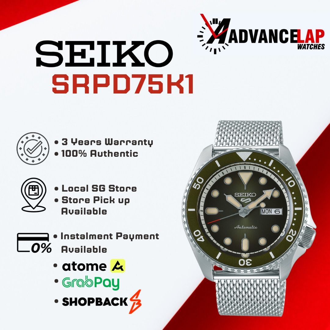 Seiko 5 Sports Automatic Watch SRPD75K1 Men s Fashion Watches Accessories Watches on Carousell