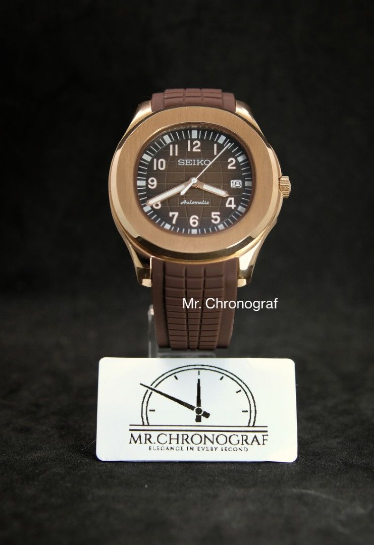 Seiko Mod Aquanat RoseGold (Category: Luxury Watches) located in Manila. Submitted by rafael_lesaguis (Listing ID 1331470941, Image 1). Description: BRANDNEW (Pre-order) Model: Seiko Mod Aquanat RoseGold Movement: Seiko NH35 Automatic TMI version with winding and hacking feature Case and Strap: 40mm 904L Stainless Steel version (better than 316) & 904L Oyster Type strap Dial: Seiko logo, Aquanaut Style Chocolate Glass: Sapphire scratch resistant 