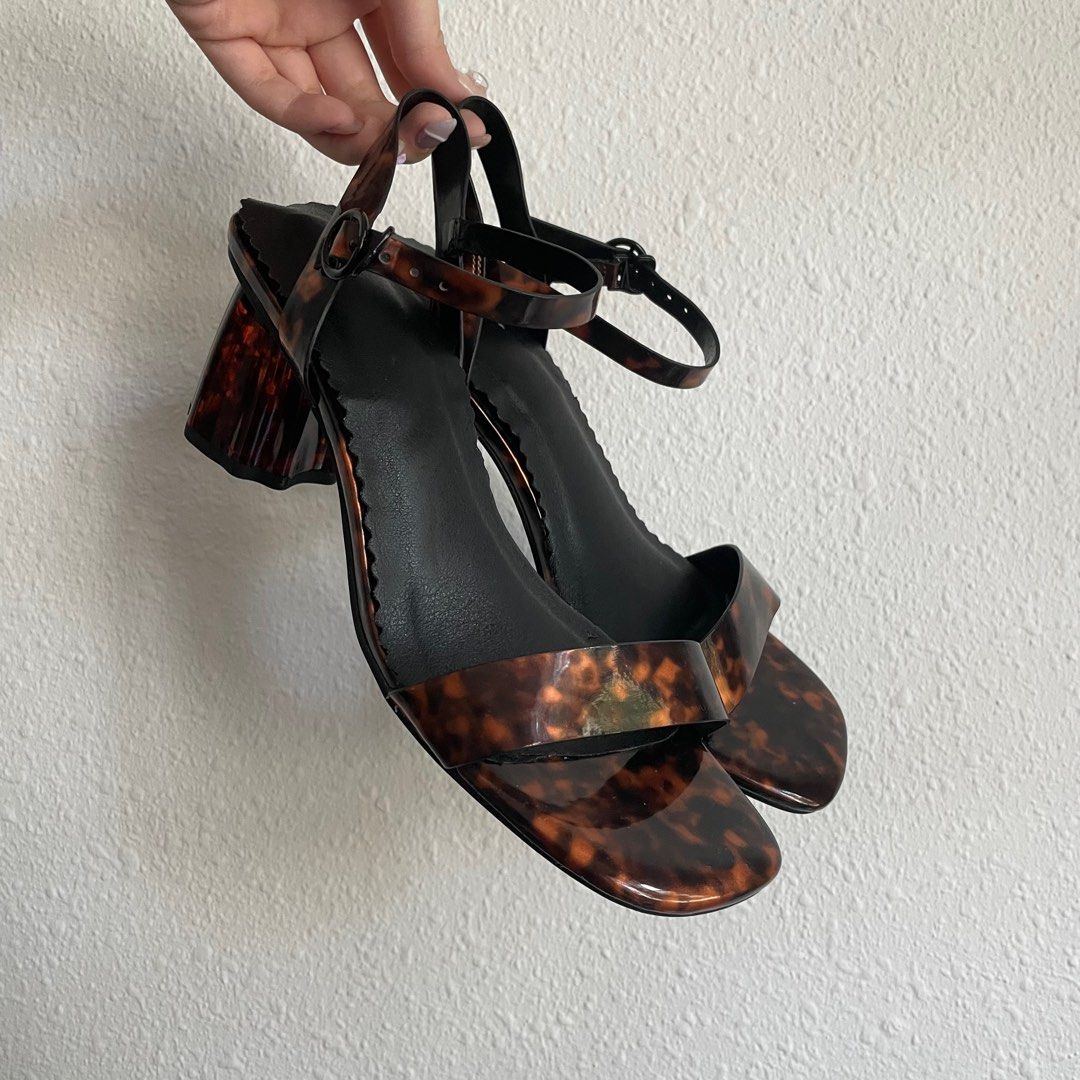 Tortoiseshell wide heeled sandals sale