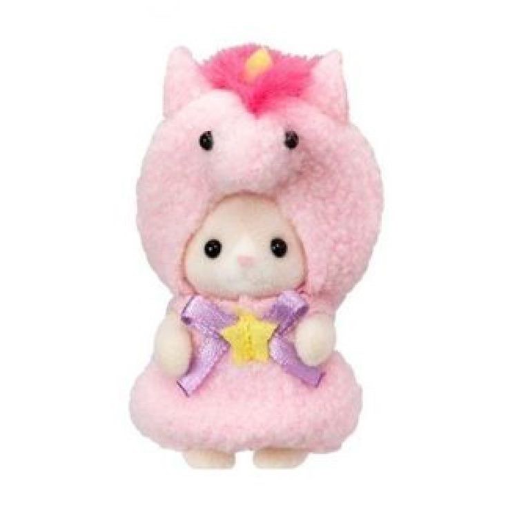 sylvanian family pink unicorn silk cat baby
