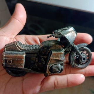 Vintage Die Cast Metals Pencil Sharpener Moveable Motorcycle Marked "Made in Hong Kong"