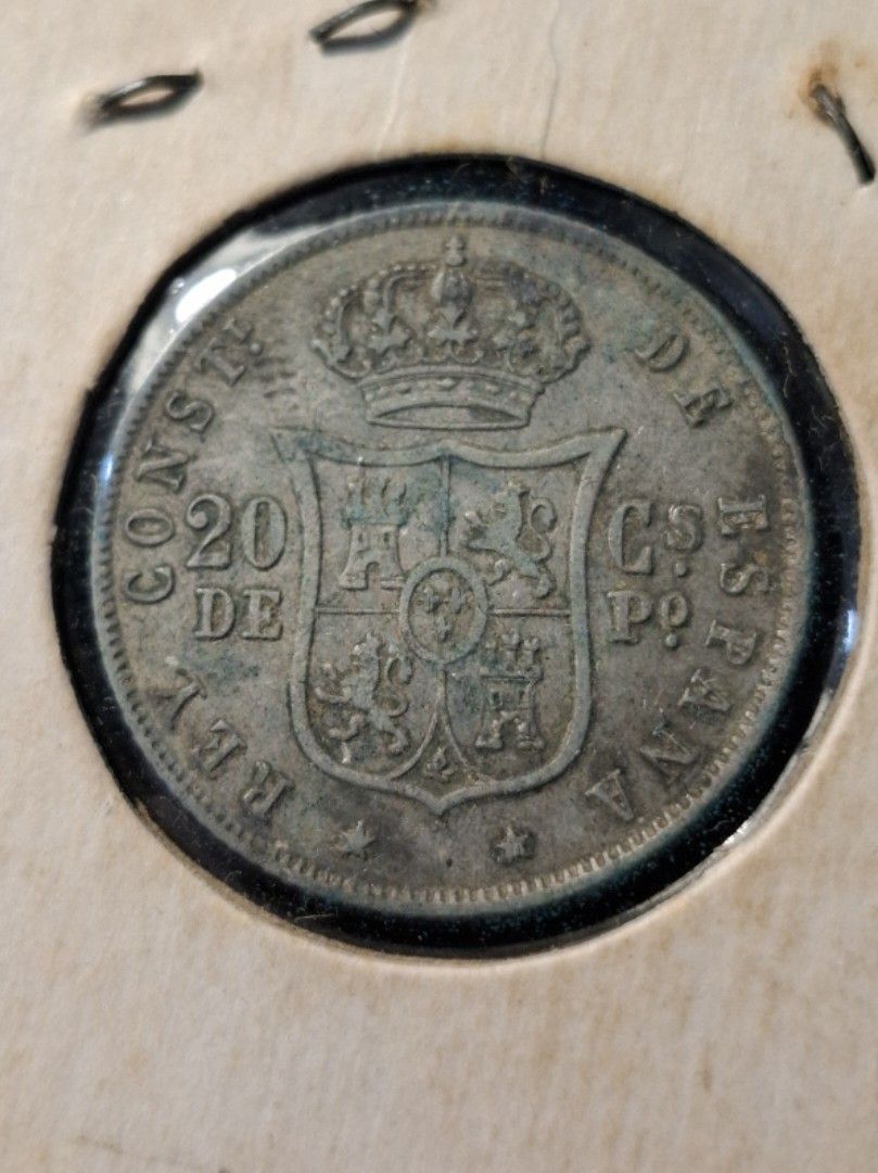 1883 Alfonso 20 cents de peso (Category: Currency) located in San Juan City. Submitted by coinscurrencycollection (Listing ID 1331590304, Image 2). Description: 1883 Alfoson 20 cents de peso.
