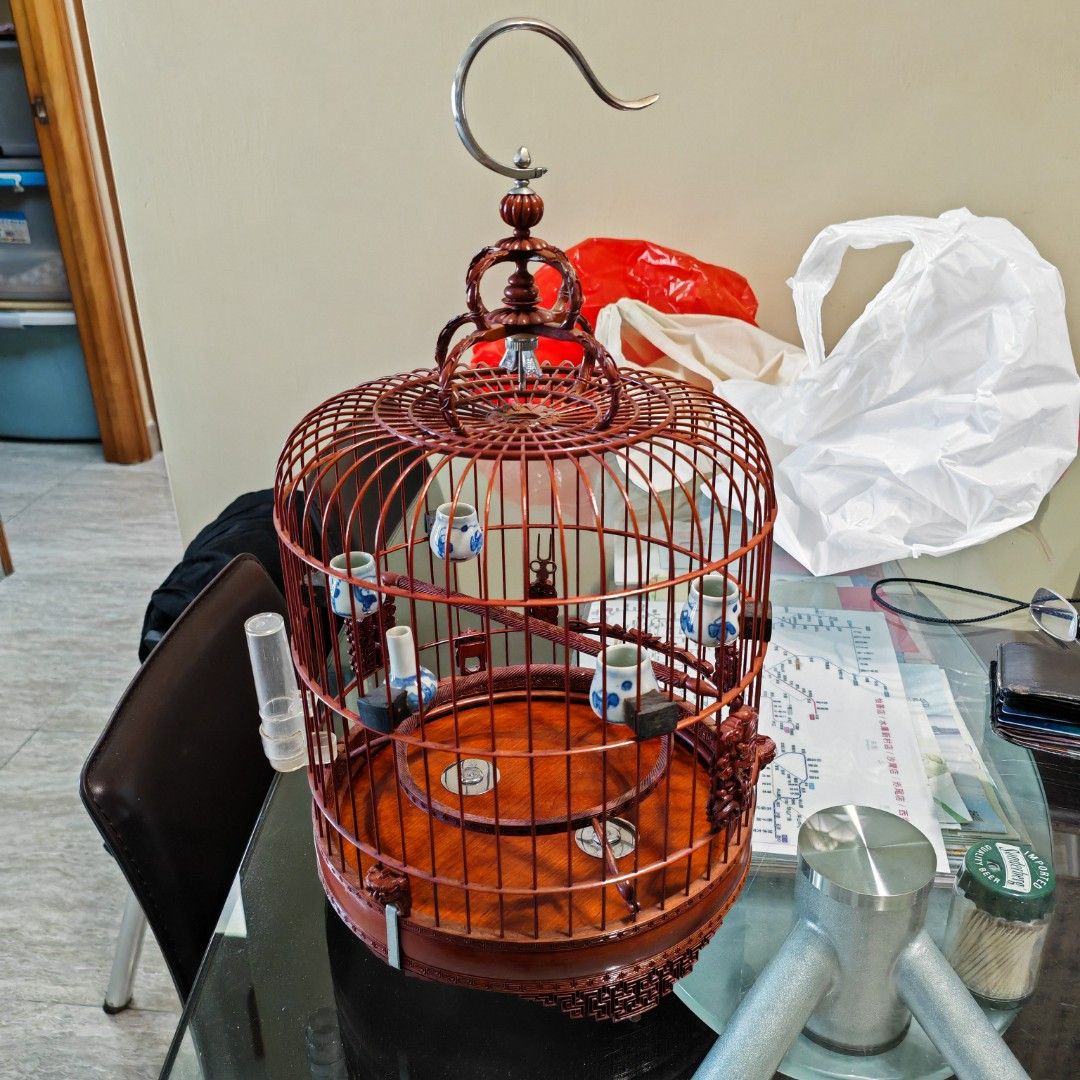 名家周興齊手工全雕花48枝雙思籠雀籠, 興趣及遊戲, 收藏品及紀念品