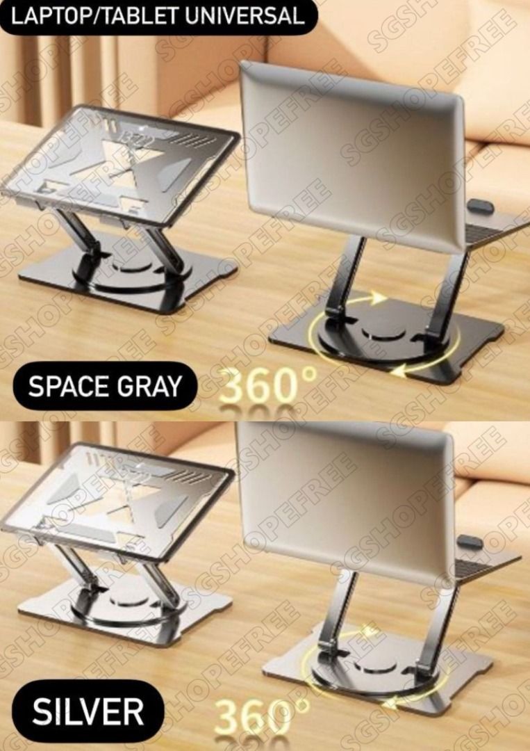 SG STOCK Aluminum Alloy Foldable 360 Degree Rotatable Notebook Laptop ...