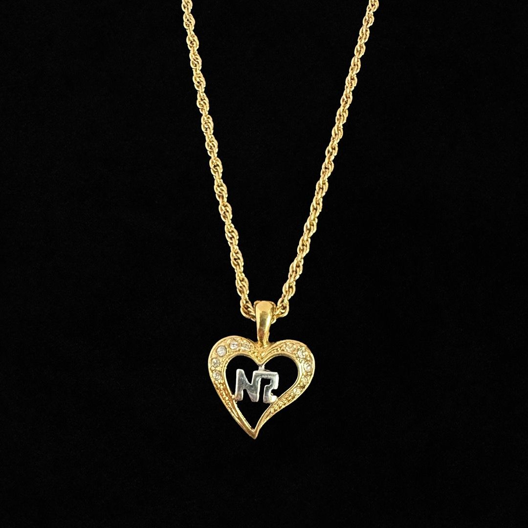 Authentic Vintage Nina Ricci NR Logo Heart Shaped Pendant with